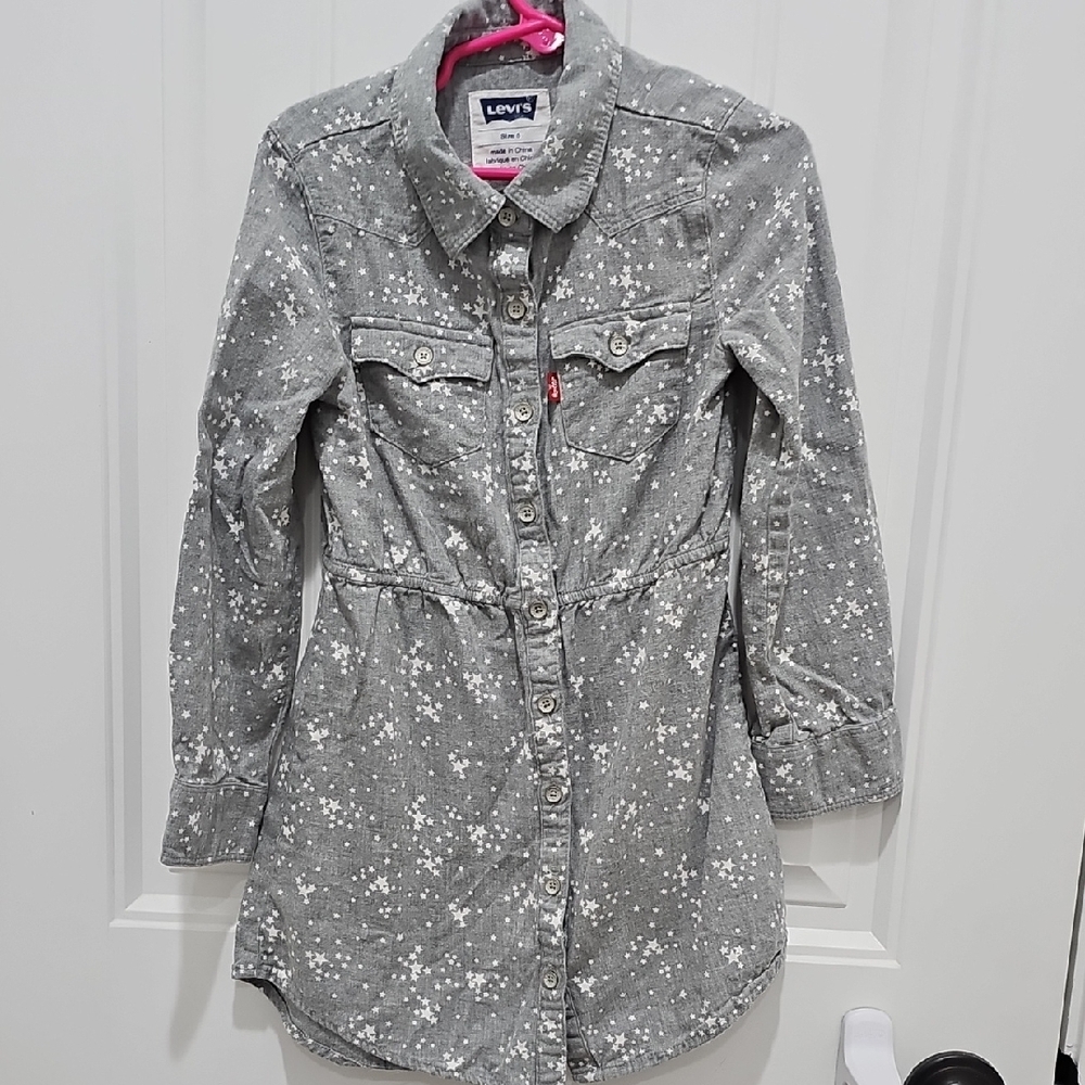 Levi's Gray Star Print Shirt Dress